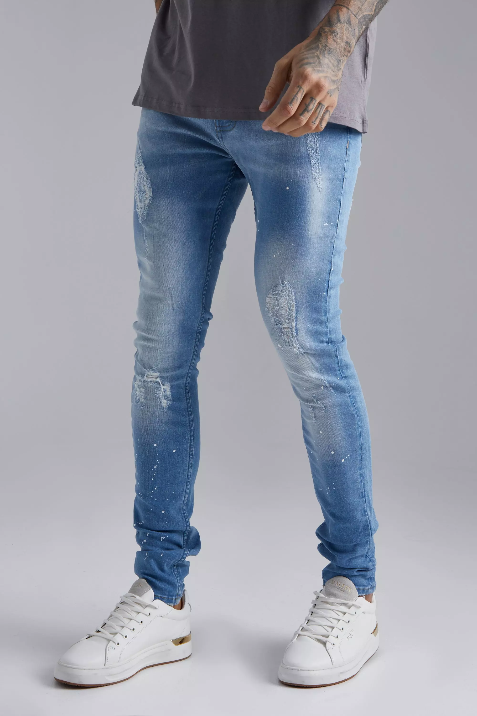 Light blue discount stacked jeans